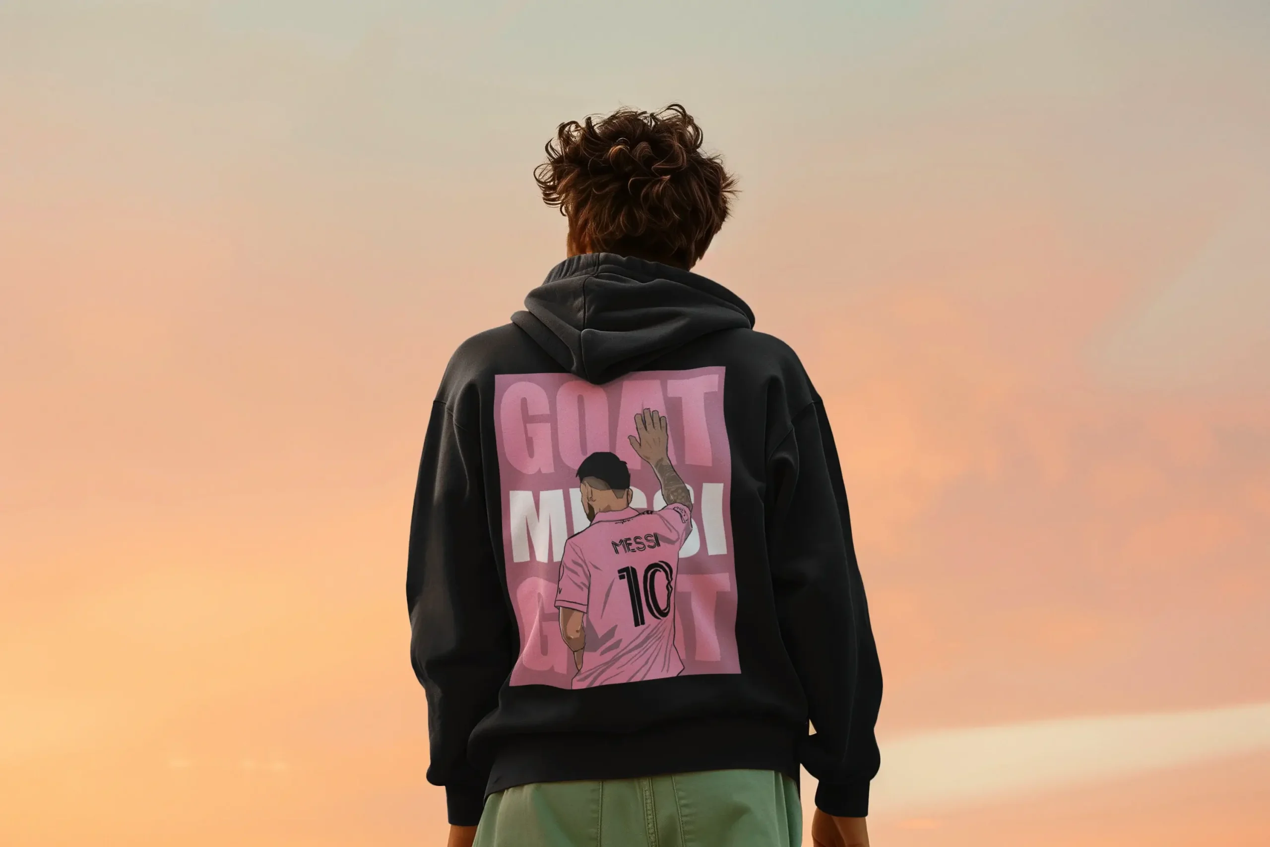Leo Messi Hoodie showing some iconic images related to the football player