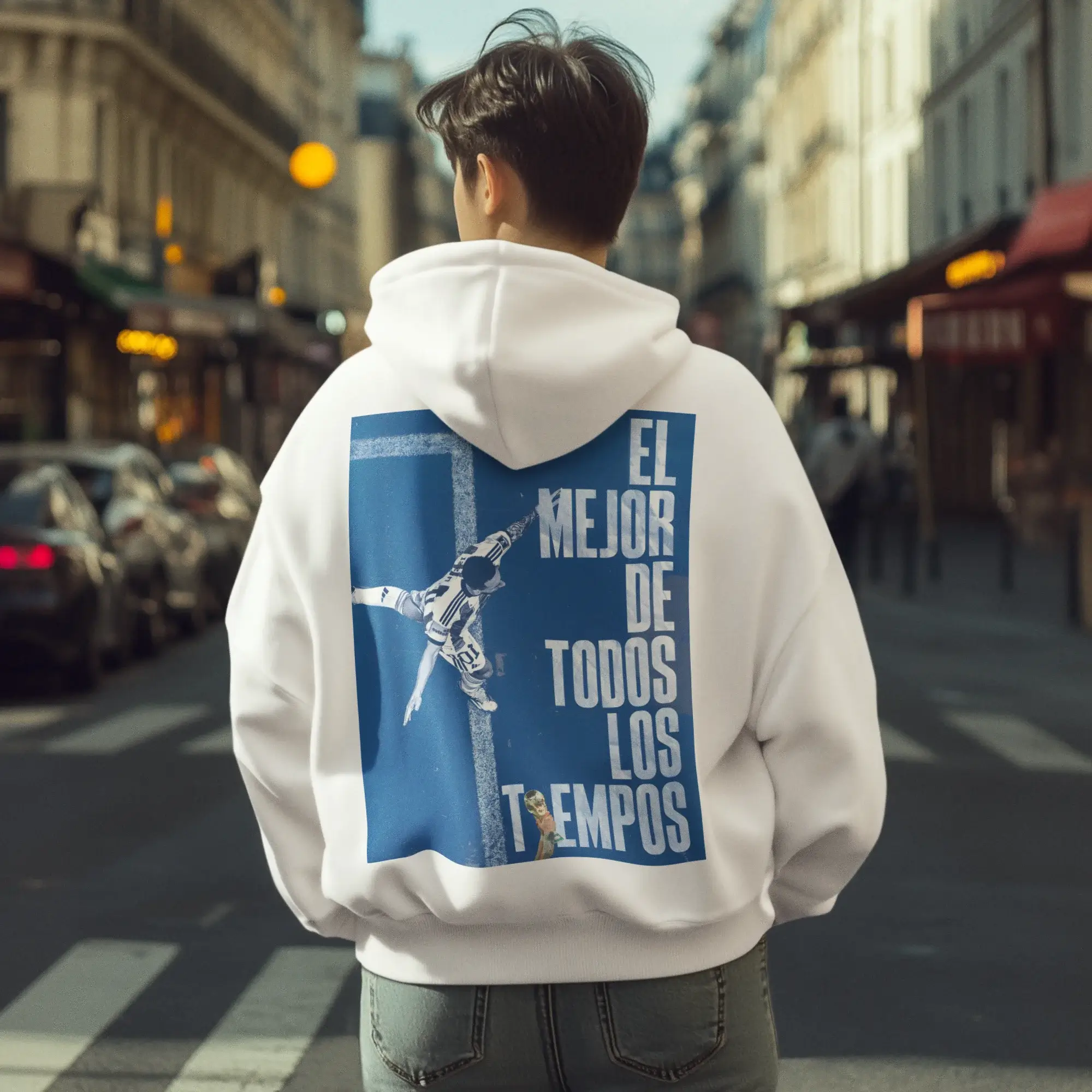 Leo Messi Hoodie showing some iconic images related to the football player