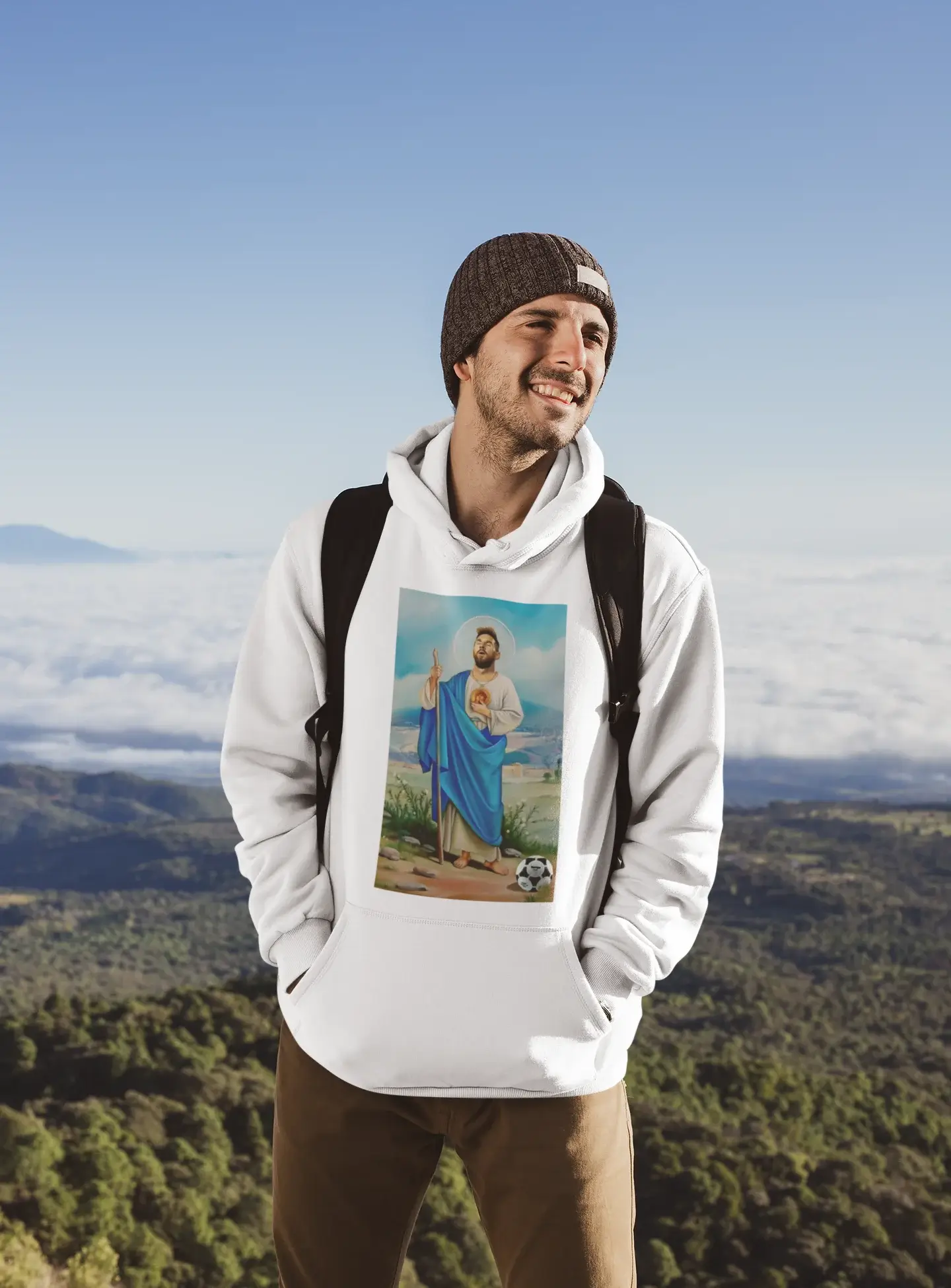 Leo Messi Hoodie showing some iconic images related to the football player