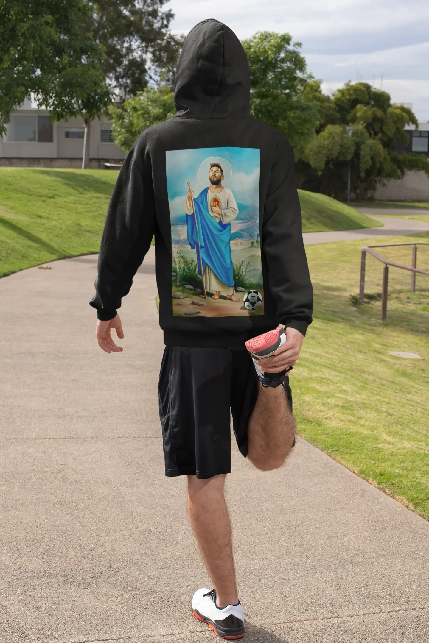 Leo Messi Hoodie showing some iconic images related to the football player