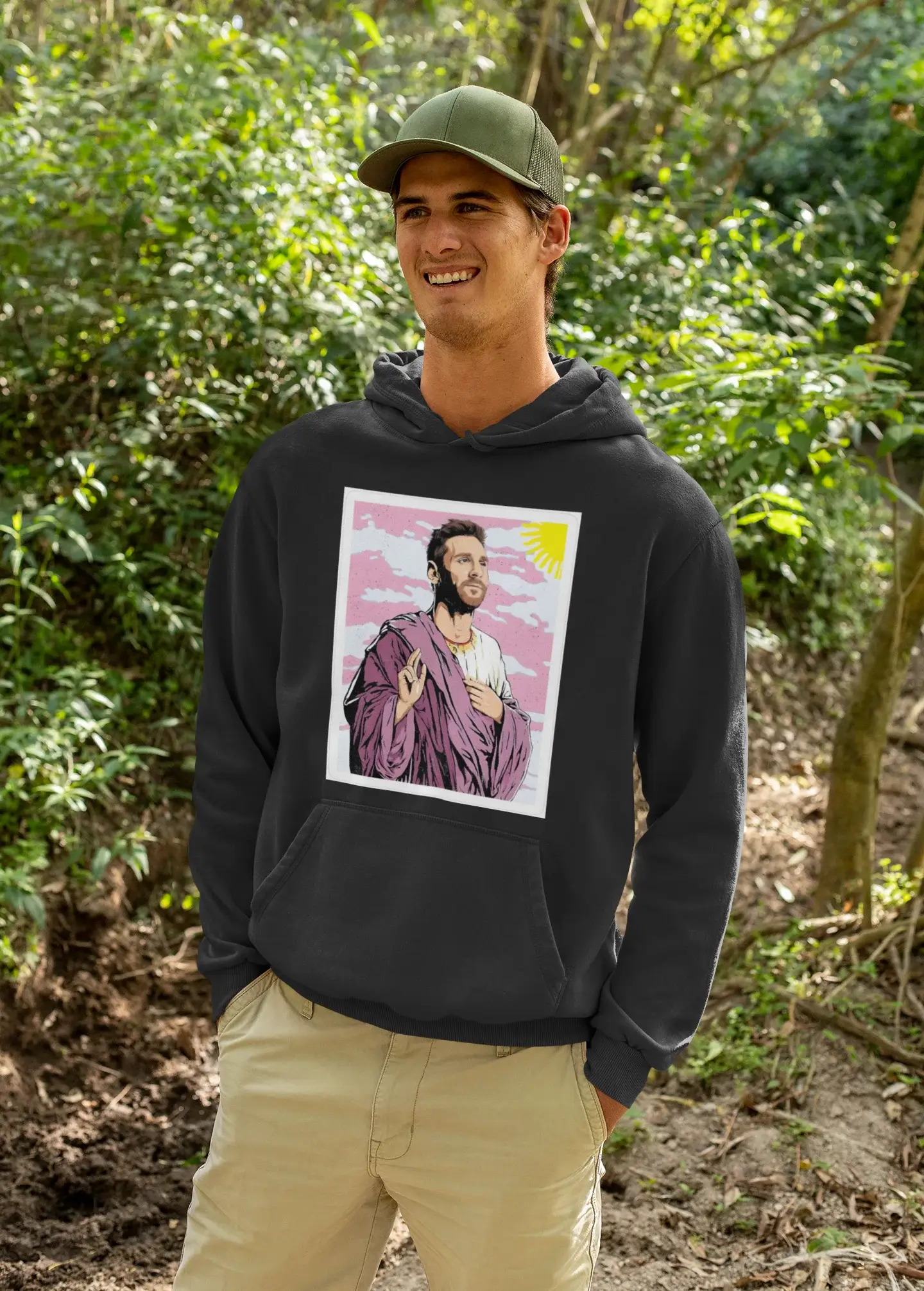 Leo Messi Hoodie showing some iconic images related to the football player